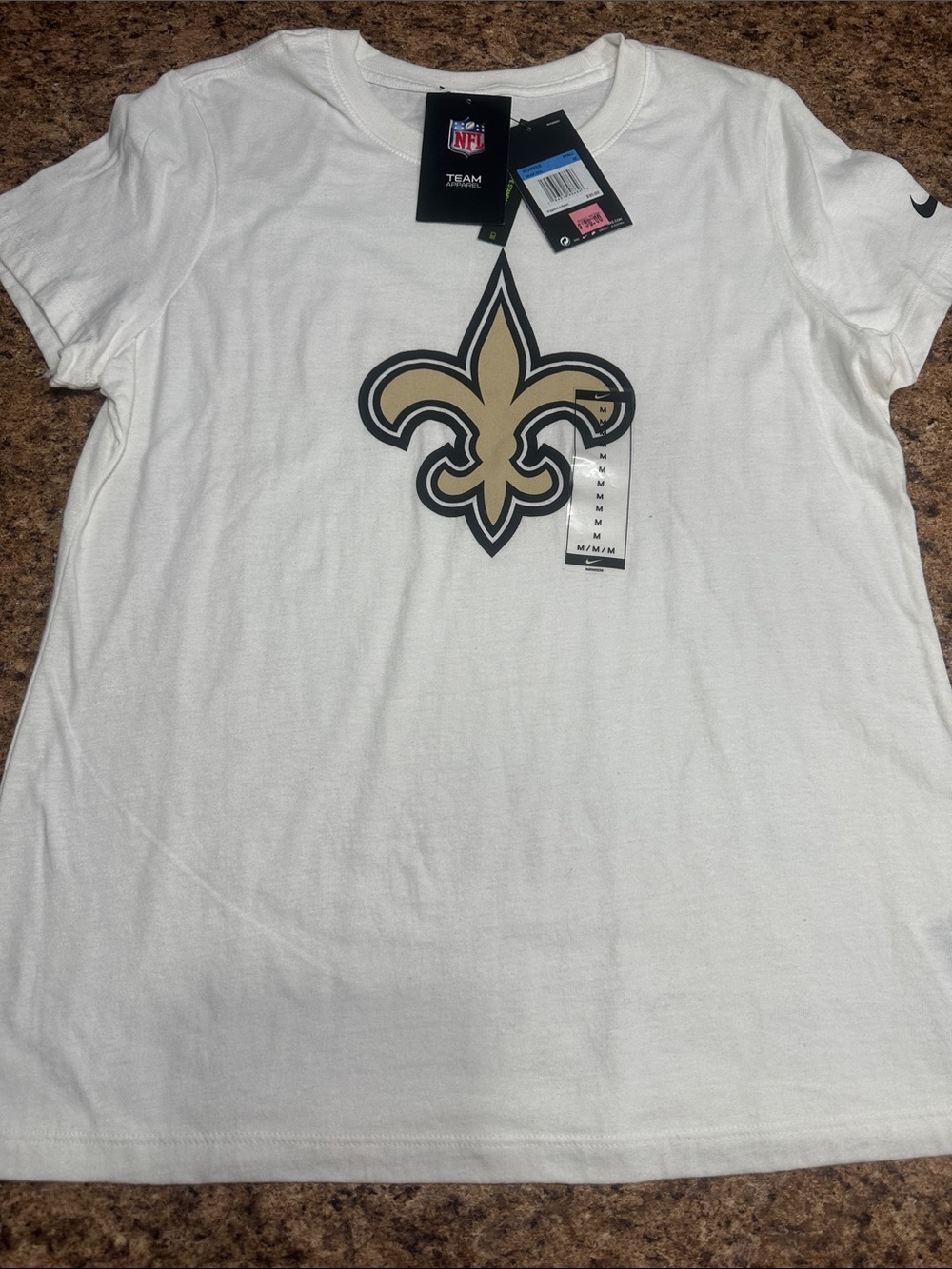 NWT Nike New Orleans Saints Logo Tee - White with Gold Fleur-de-lis Medium
